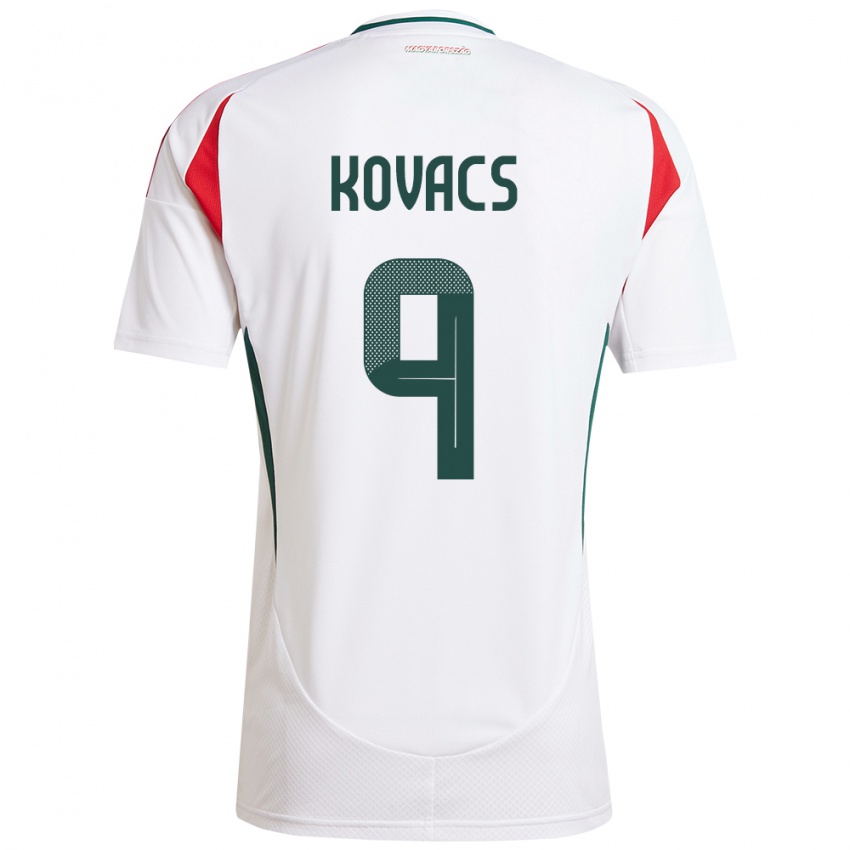 Dames Hongarije Patrik Kovács #9 Wit Uitshirt Uittenue 24-26 T-Shirt België