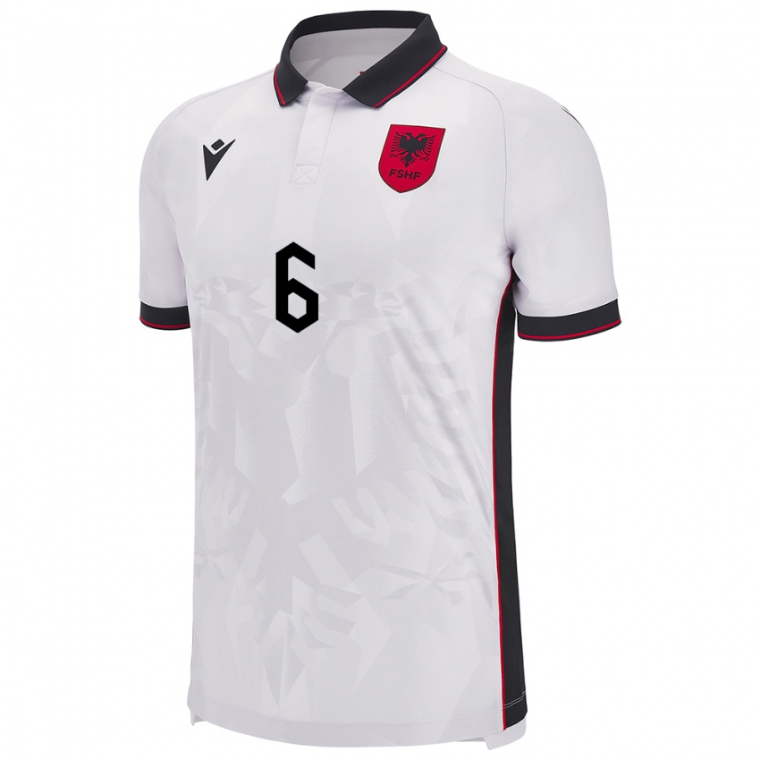 Dames Albanië Kris Gecaj #6 Wit Uitshirt Uittenue 24-26 T-Shirt België