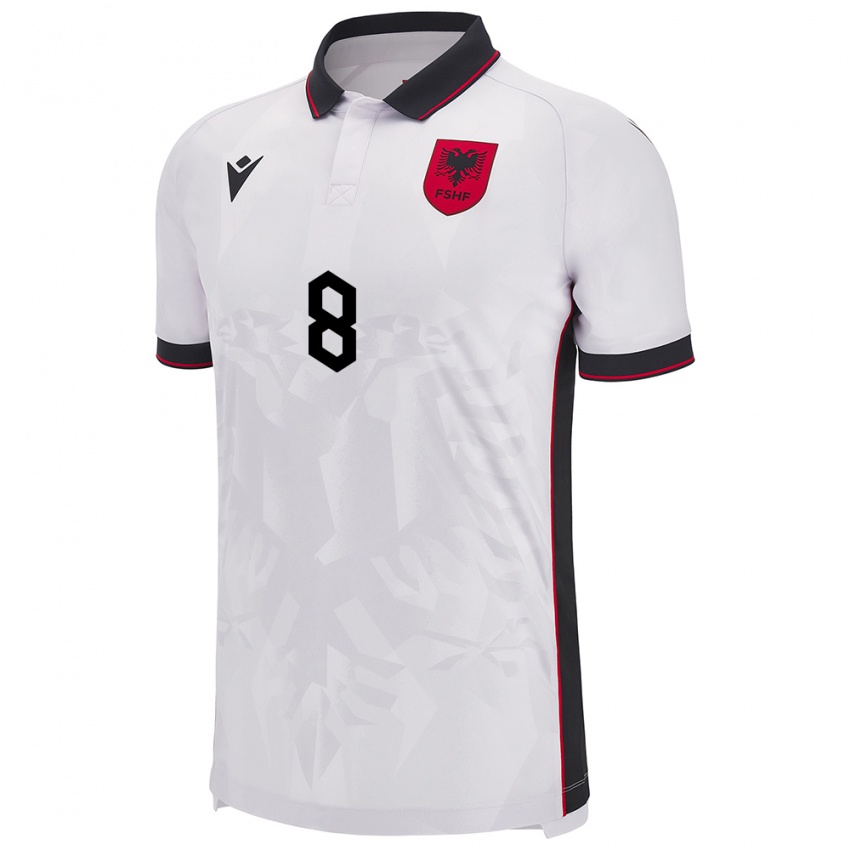 Dames Albanië Matteo Dashi #8 Wit Uitshirt Uittenue 24-26 T-Shirt België