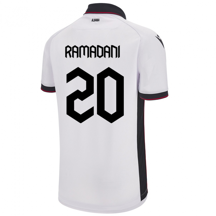 Damen Albanien Ylber Ramadani #20 Weiß Auswärtstrikot Trikot 24-26 T-Shirt Belgien