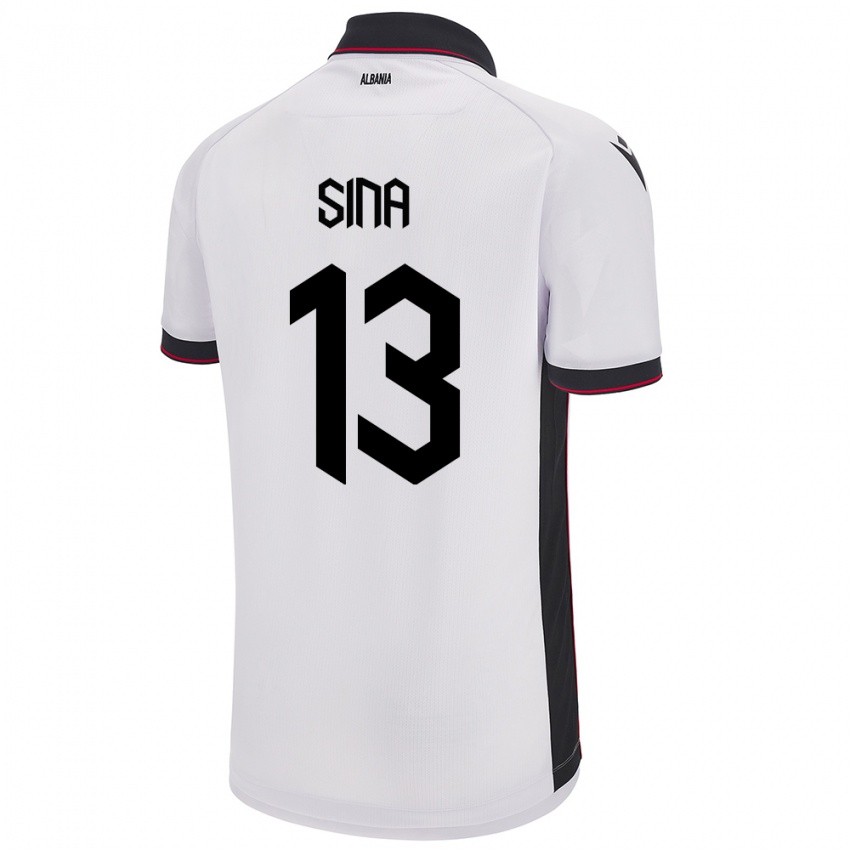 Dames Albanië Samuele Sina #13 Wit Uitshirt Uittenue 24-26 T-Shirt België