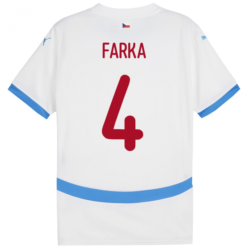 Dames Tsjechië Dominik Farka #4 Wit Uitshirt Uittenue 24-26 T-Shirt België
