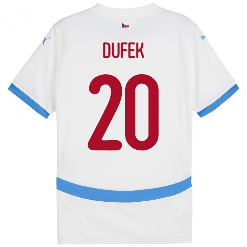 Dames Tsjechië Jakub Dufek #20 Wit Uitshirt Uittenue 24-26 T-Shirt België