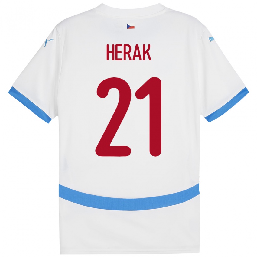 Dames Tsjechië Frantisek Herak #21 Wit Uitshirt Uittenue 24-26 T-Shirt België