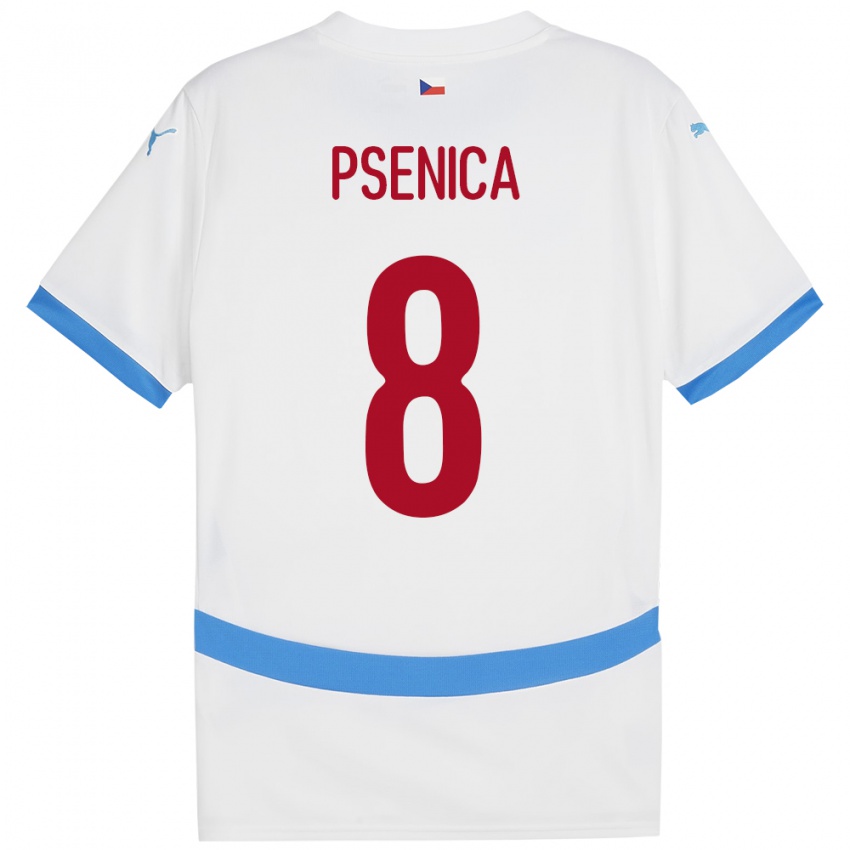 Dames Tsjechië Jiri Psenica #8 Wit Uitshirt Uittenue 24-26 T-Shirt België