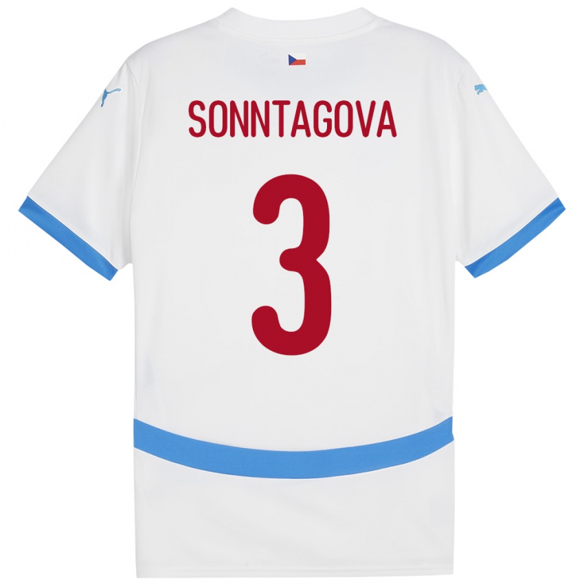 Dames Tsjechië Eliška Sonntagová #3 Wit Uitshirt Uittenue 24-26 T-Shirt België