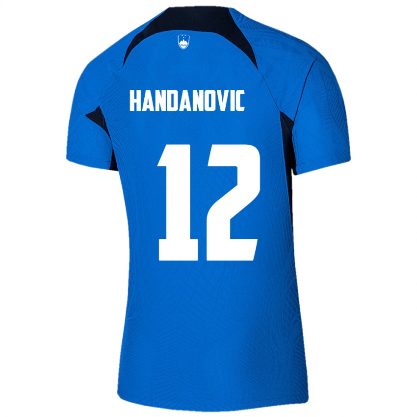 Dames Slovenië Tanej Handanovic #12 Blauw Uitshirt Uittenue 24-26 T-Shirt België