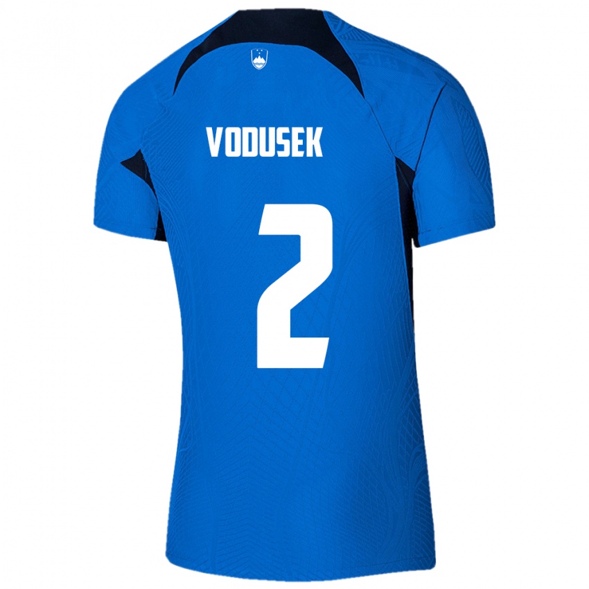 Dames Slovenië Luka Vodusek #2 Blauw Uitshirt Uittenue 24-26 T-Shirt België