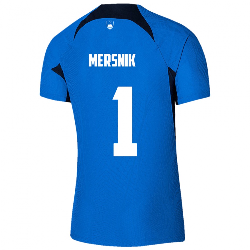 Dames Slovenië Zala Meršnik #1 Blauw Uitshirt Uittenue 24-26 T-Shirt België
