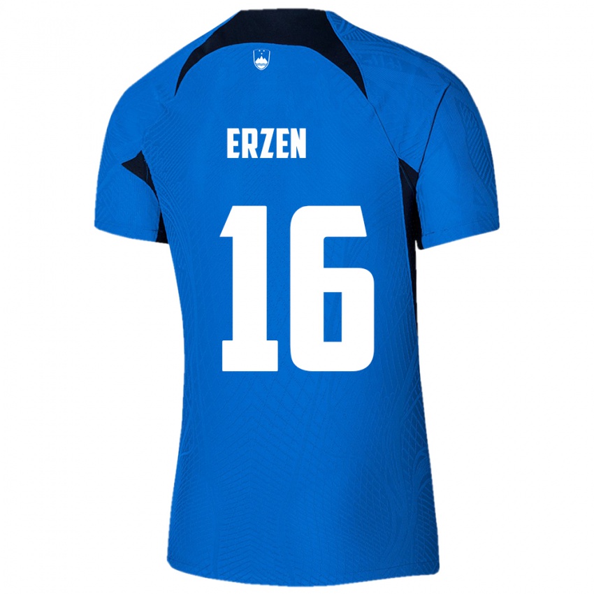 Dames Slovenië Kaja Eržen #16 Blauw Uitshirt Uittenue 24-26 T-Shirt België