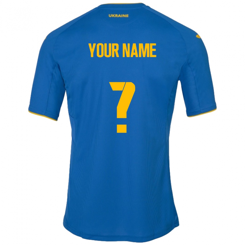 Dames Oekraïne Uw Naam #0 Blauw Uitshirt Uittenue 24-26 T-Shirt België