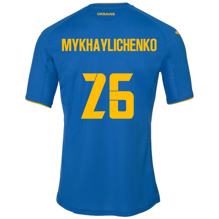 Damen Ukraine Bogdan Mykhaylichenko #26 Blau Auswärtstrikot Trikot 24-26 T-Shirt Belgien