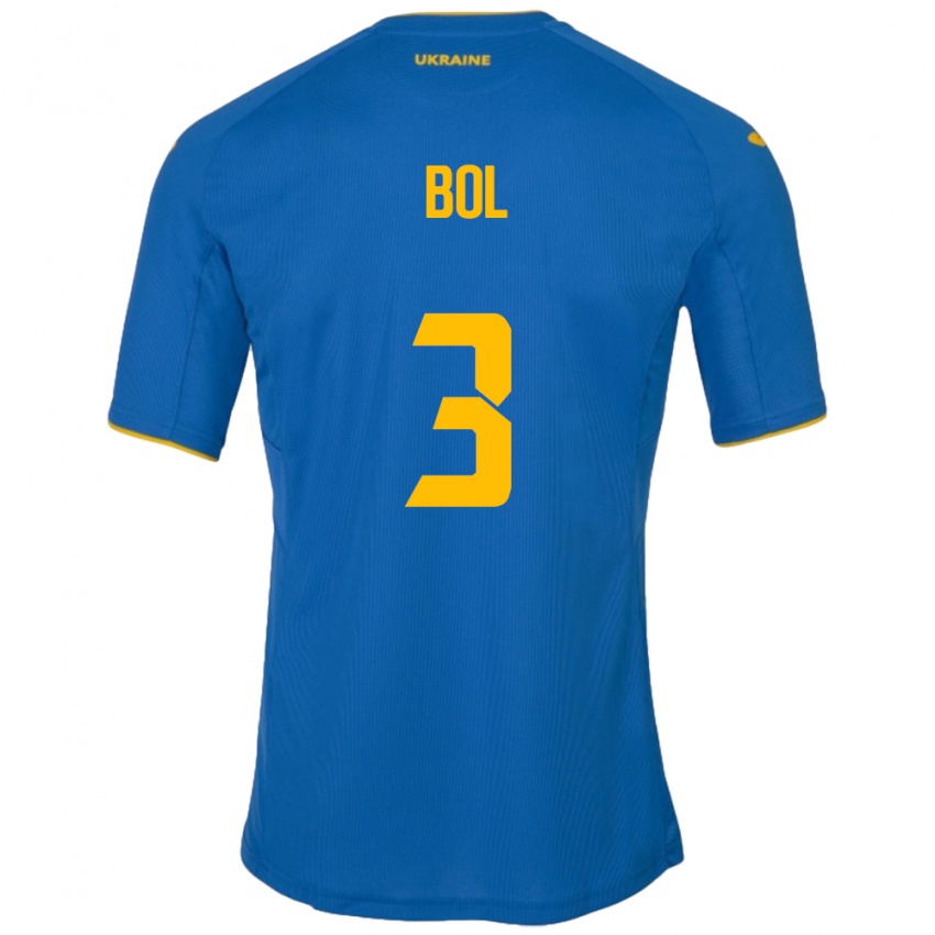 Femme Maillot Ukraine Anton Bol #3 Bleu Tenues Extérieur 24-26 T-Shirt Belgique