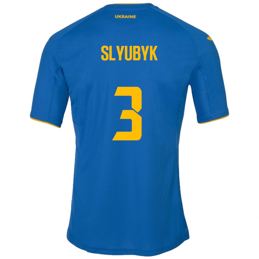Dames Oekraïne Bogdan Slyubyk #3 Blauw Uitshirt Uittenue 24-26 T-Shirt België