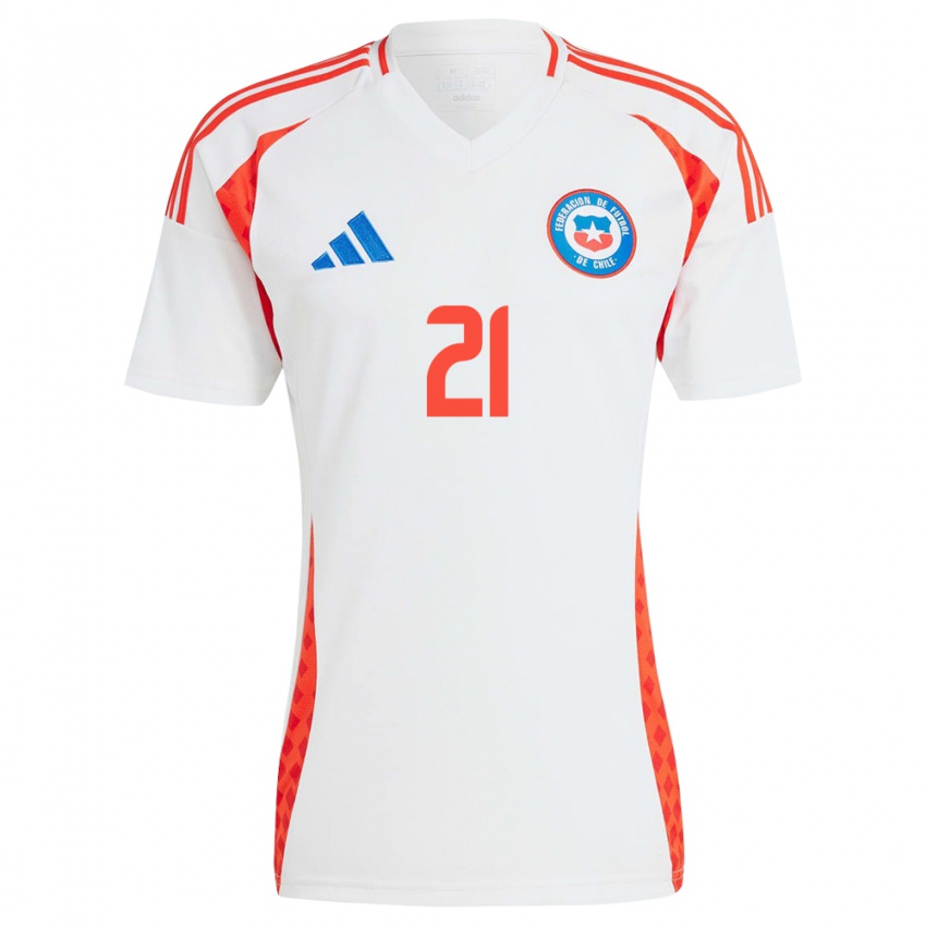 Damen Chile Rosario Balmaceda #21 Weiß Auswärtstrikot Trikot 24-26 T-Shirt Belgien