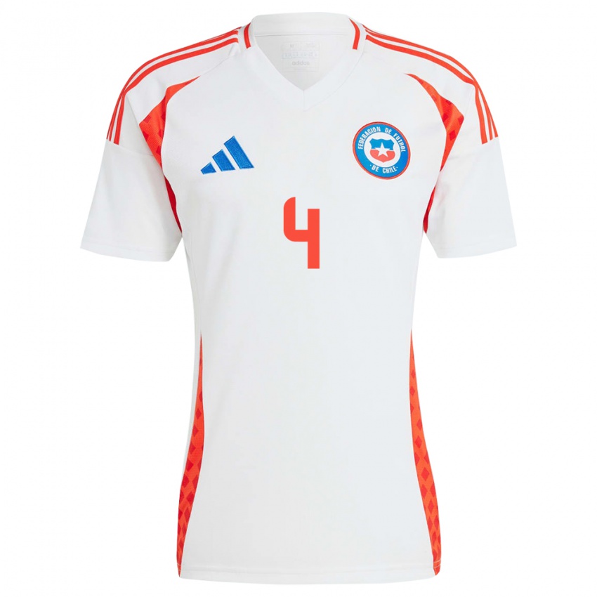 Damen Chile Claudia Herrera #4 Weiß Auswärtstrikot Trikot 24-26 T-Shirt Belgien