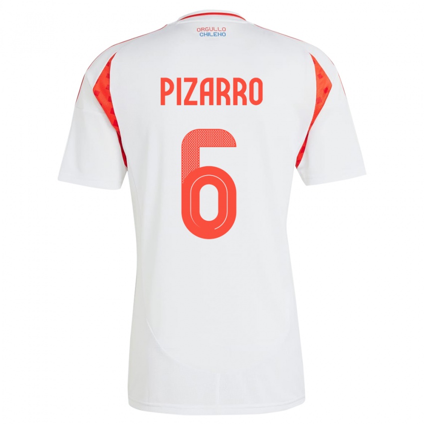 Damen Chile Vicente Pizarro #6 Weiß Auswärtstrikot Trikot 24-26 T-Shirt Belgien