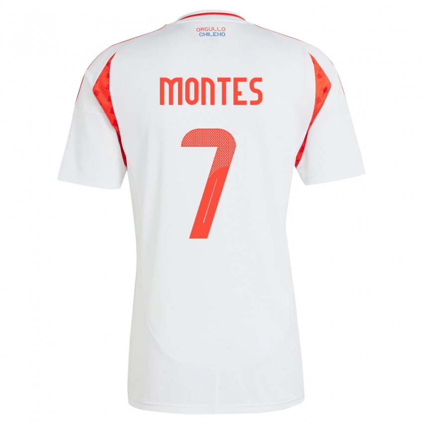 Femme Maillot Chili Clemente Montes #7 Blanc Tenues Extérieur 24-26 T-Shirt Belgique