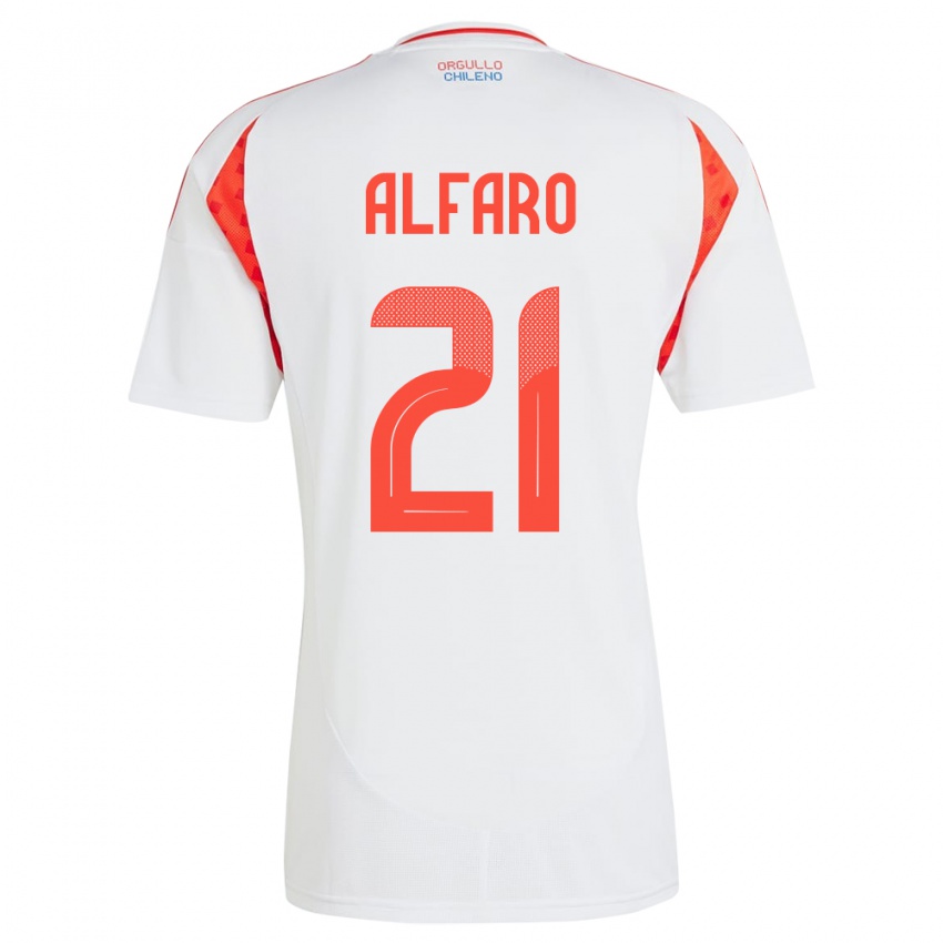 Damen Chile Julián Alfaro #21 Weiß Auswärtstrikot Trikot 24-26 T-Shirt Belgien