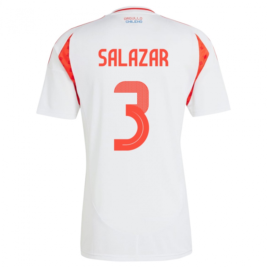 Damen Chile Yahir Salazar #3 Weiß Auswärtstrikot Trikot 24-26 T-Shirt Belgien