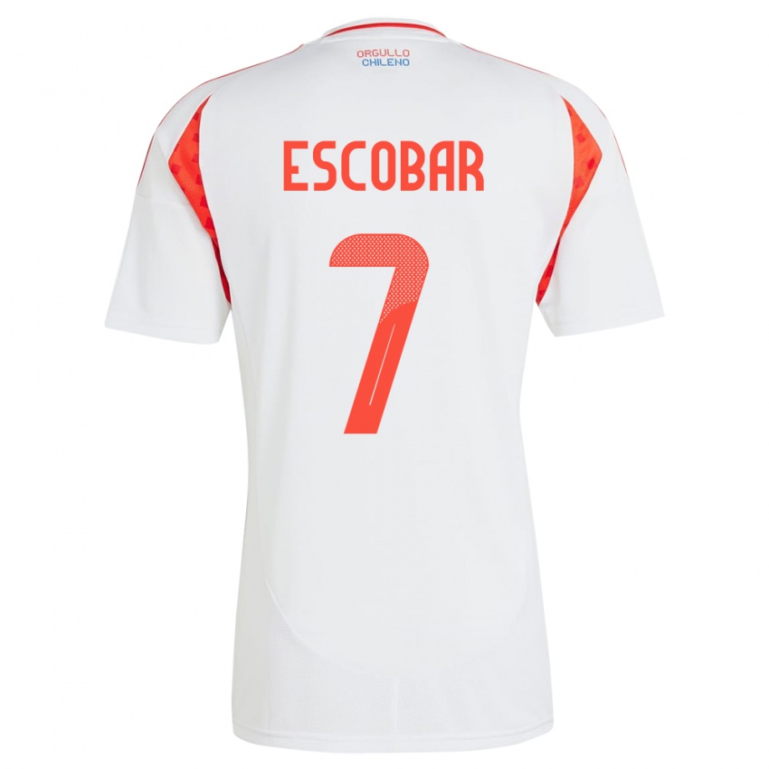 Femme Maillot Chili Bastián Escobar #7 Blanc Tenues Extérieur 24-26 T-Shirt Belgique