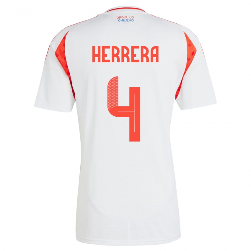 Damen Chile Claudia Herrera #4 Weiß Auswärtstrikot Trikot 24-26 T-Shirt Belgien