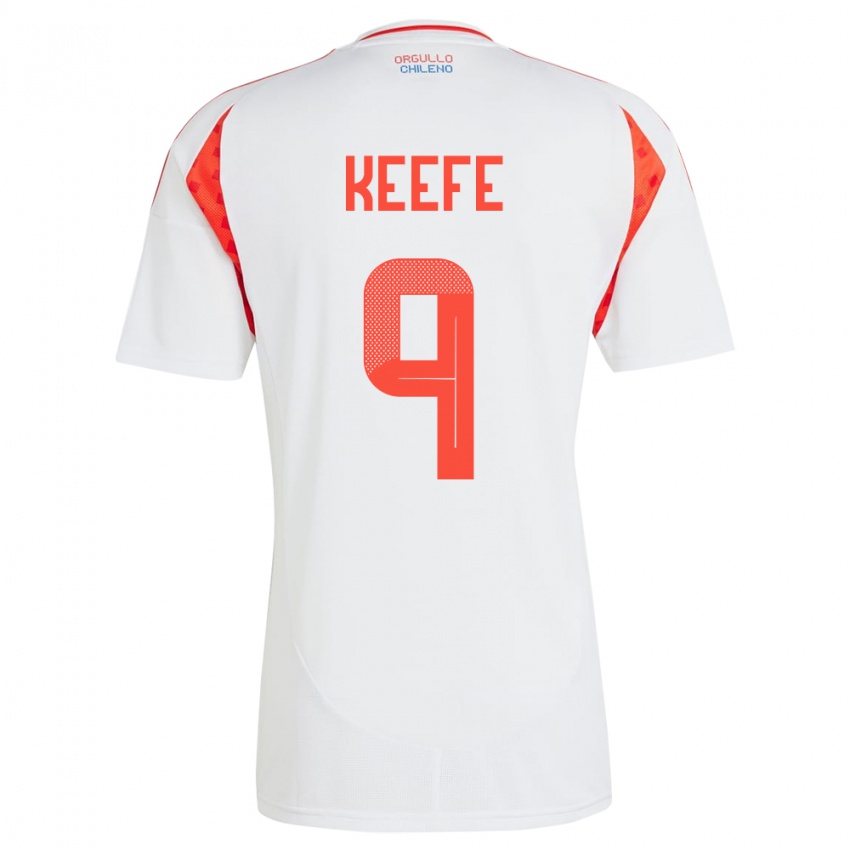 Damen Chile Sonya Keefe #9 Weiß Auswärtstrikot Trikot 24-26 T-Shirt Belgien