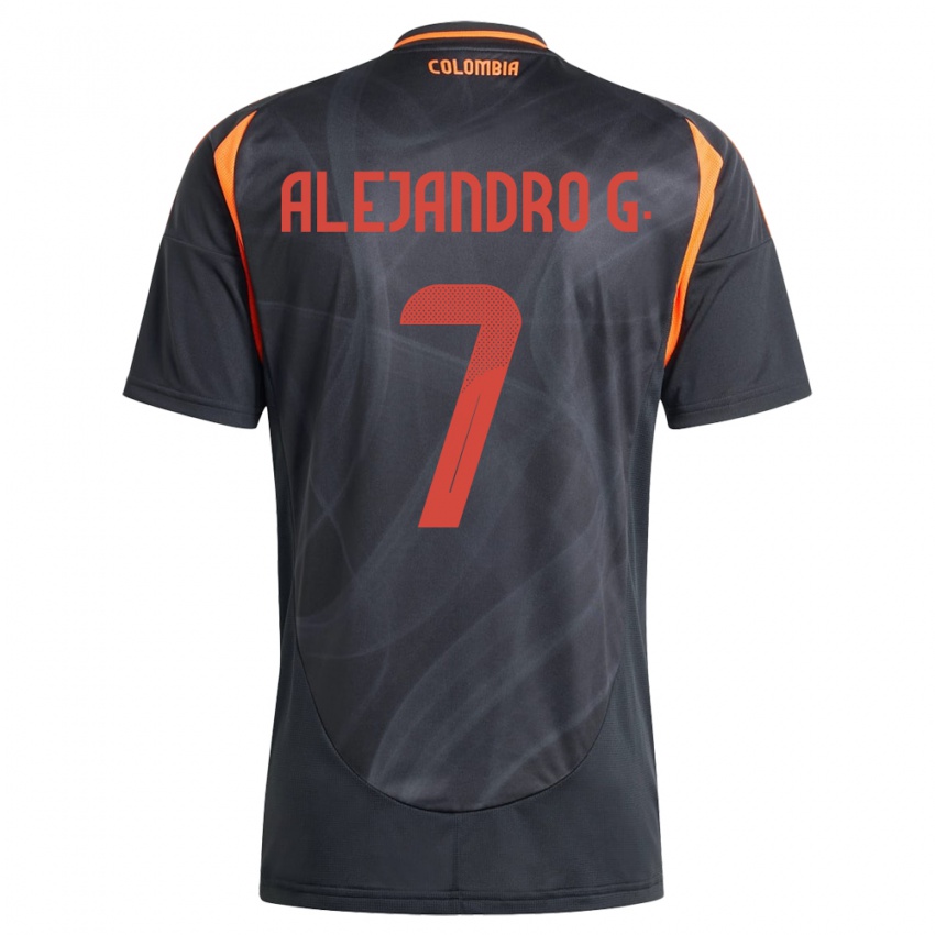 Damen Kolumbien Alejandro García #7 Schwarz Auswärtstrikot Trikot 24-26 T-Shirt Belgien