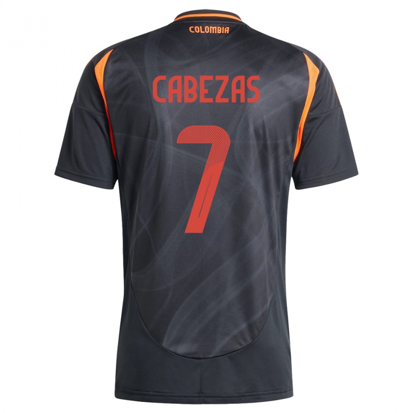 Femme Maillot Colombie Jorge Cabezas #7 Noir Tenues Extérieur 24-26 T-Shirt Belgique