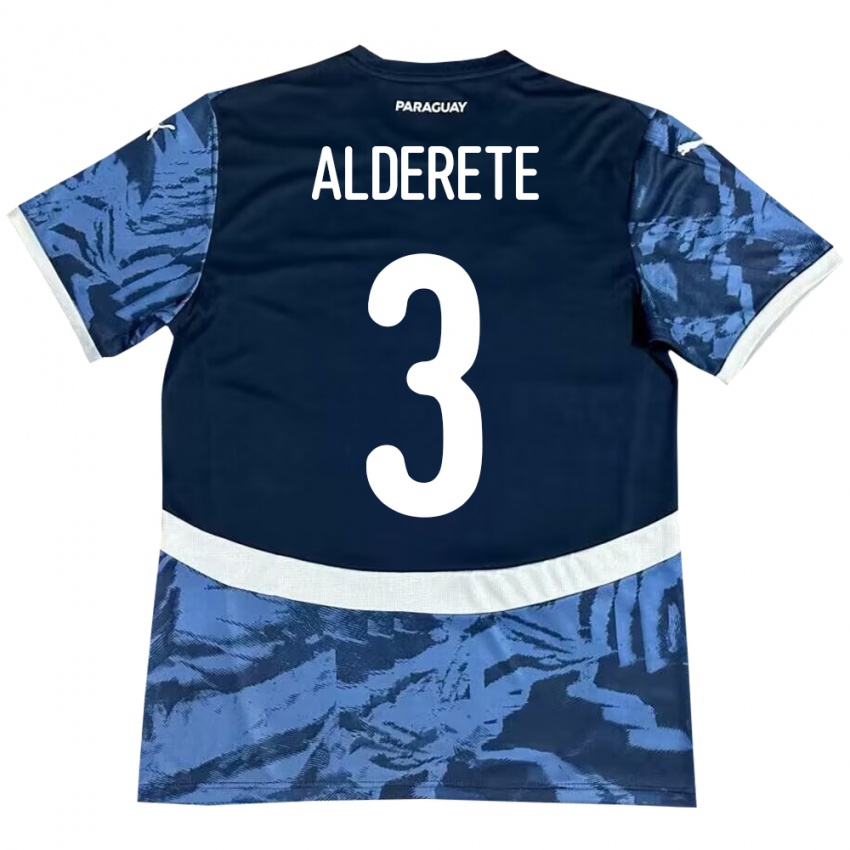 Dames Paraguay Omar Alderete #3 Blauw Uitshirt Uittenue 24-26 T-Shirt België