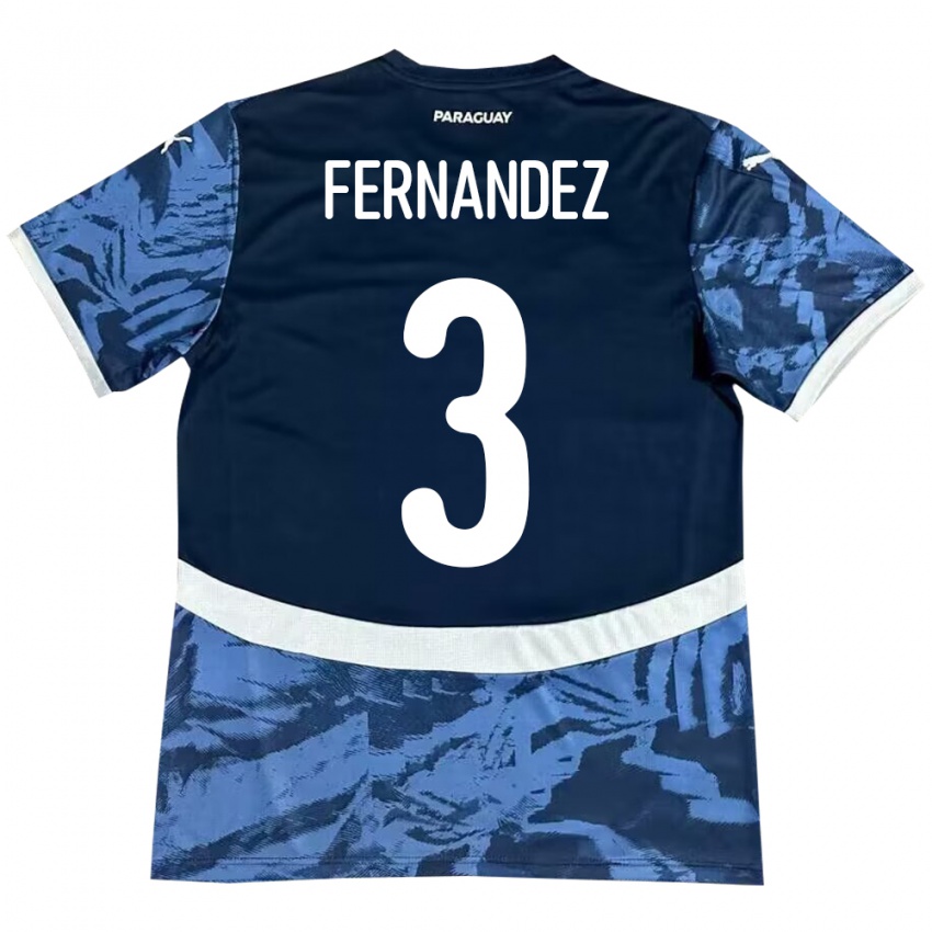 Dames Paraguay Roberto Fernández #3 Blauw Uitshirt Uittenue 24-26 T-Shirt België