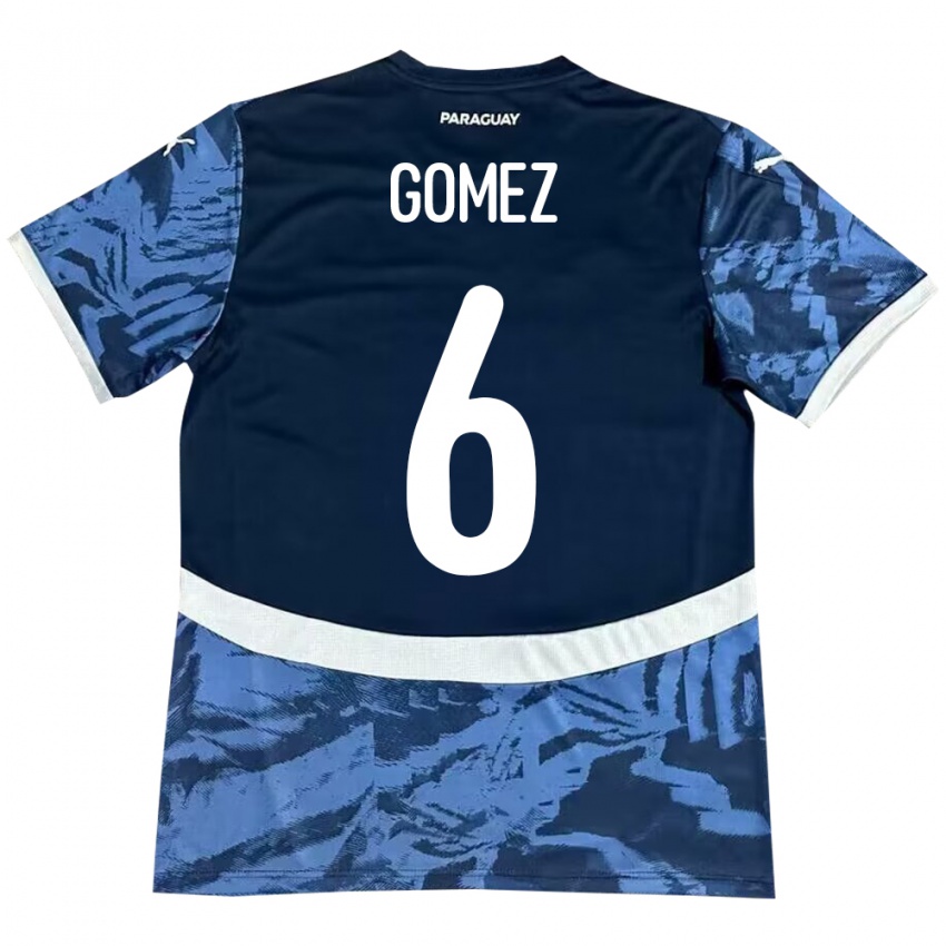 Dames Paraguay Marcos Gómez #6 Blauw Uitshirt Uittenue 24-26 T-Shirt België