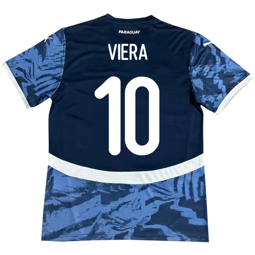 Damen Paraguay Wílder Viera #10 Blau Auswärtstrikot Trikot 24-26 T-Shirt Belgien