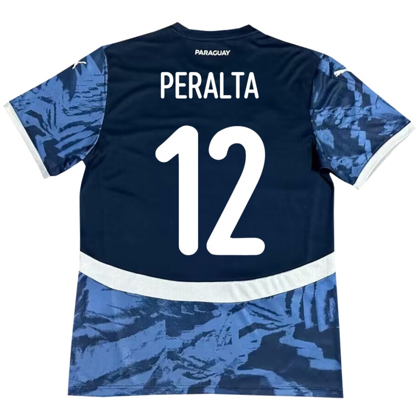 Dames Paraguay Jesús Peralta #12 Blauw Uitshirt Uittenue 24-26 T-Shirt België