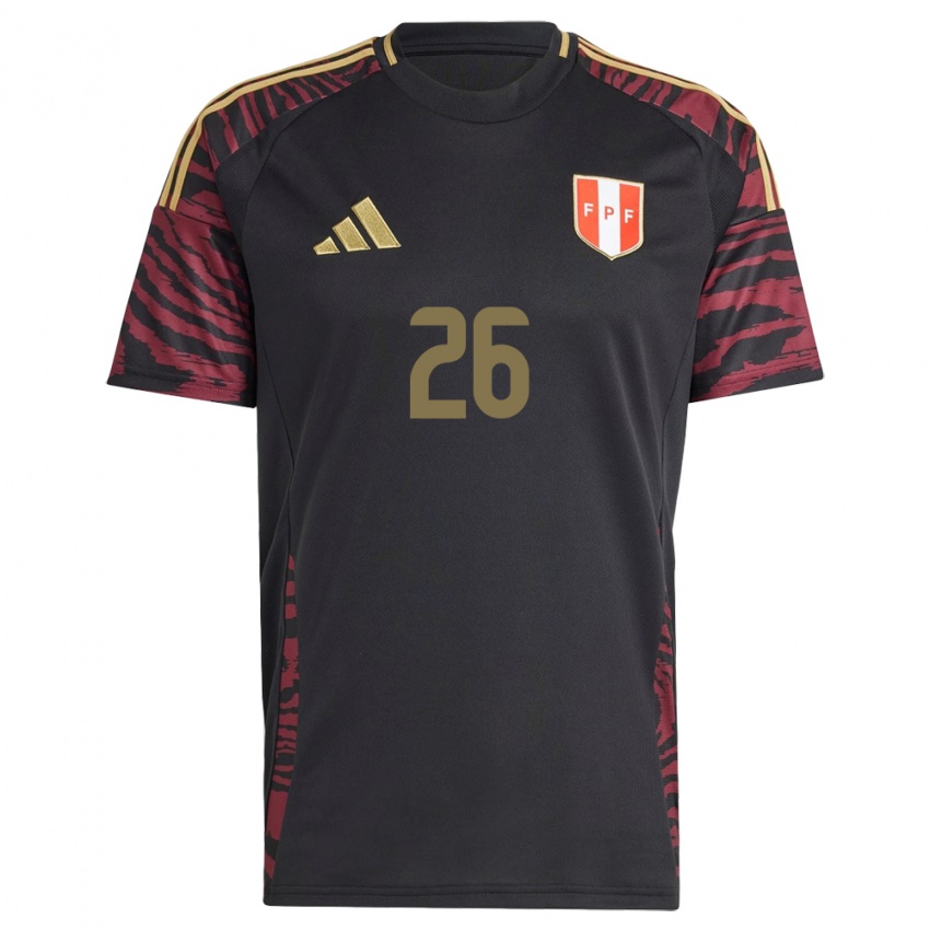 Damen Peru Franco Zanelatto #26 Schwarz Auswärtstrikot Trikot 24-26 T-Shirt Belgien