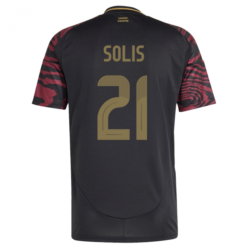 Damen Peru Renato Solís #21 Schwarz Auswärtstrikot Trikot 24-26 T-Shirt Belgien