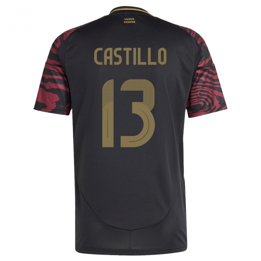 Damen Peru Jesús Castillo #13 Schwarz Auswärtstrikot Trikot 24-26 T-Shirt Belgien