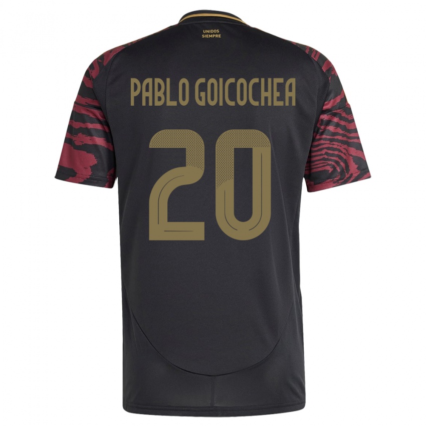 Damen Peru Juan Pablo Goicochea #20 Schwarz Auswärtstrikot Trikot 24-26 T-Shirt Belgien