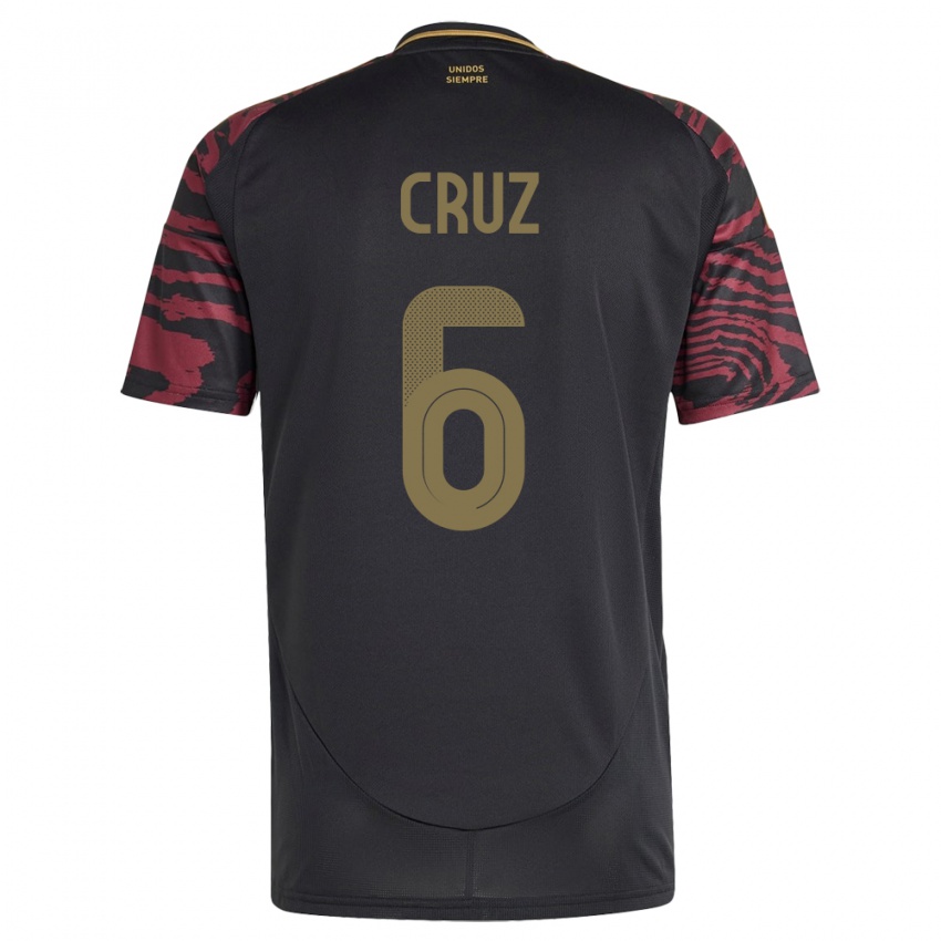 Damen Peru Esteban Cruz #6 Schwarz Auswärtstrikot Trikot 24-26 T-Shirt Belgien