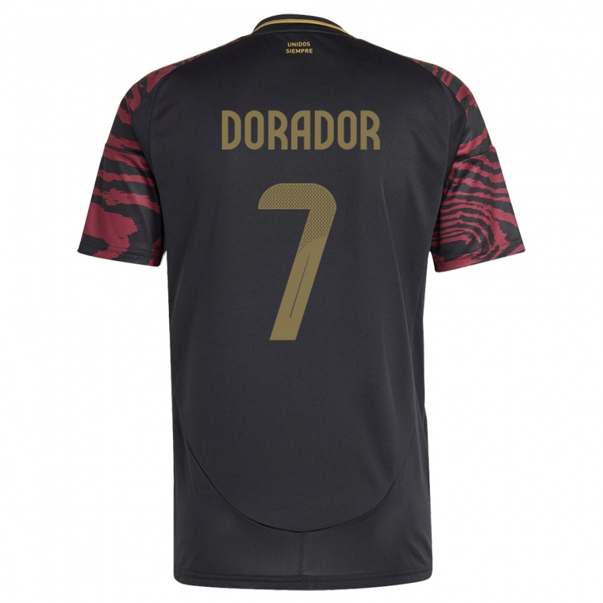 Damen Peru Sandy Dorador #7 Schwarz Auswärtstrikot Trikot 24-26 T-Shirt Belgien