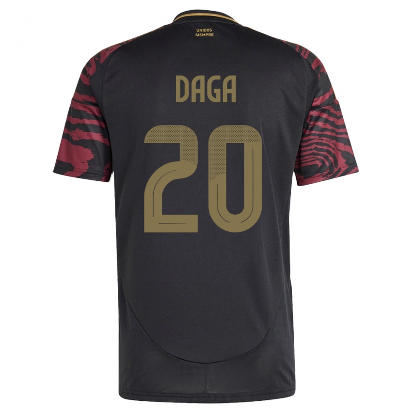 Damen Peru Azucena Daga #20 Schwarz Auswärtstrikot Trikot 24-26 T-Shirt Belgien