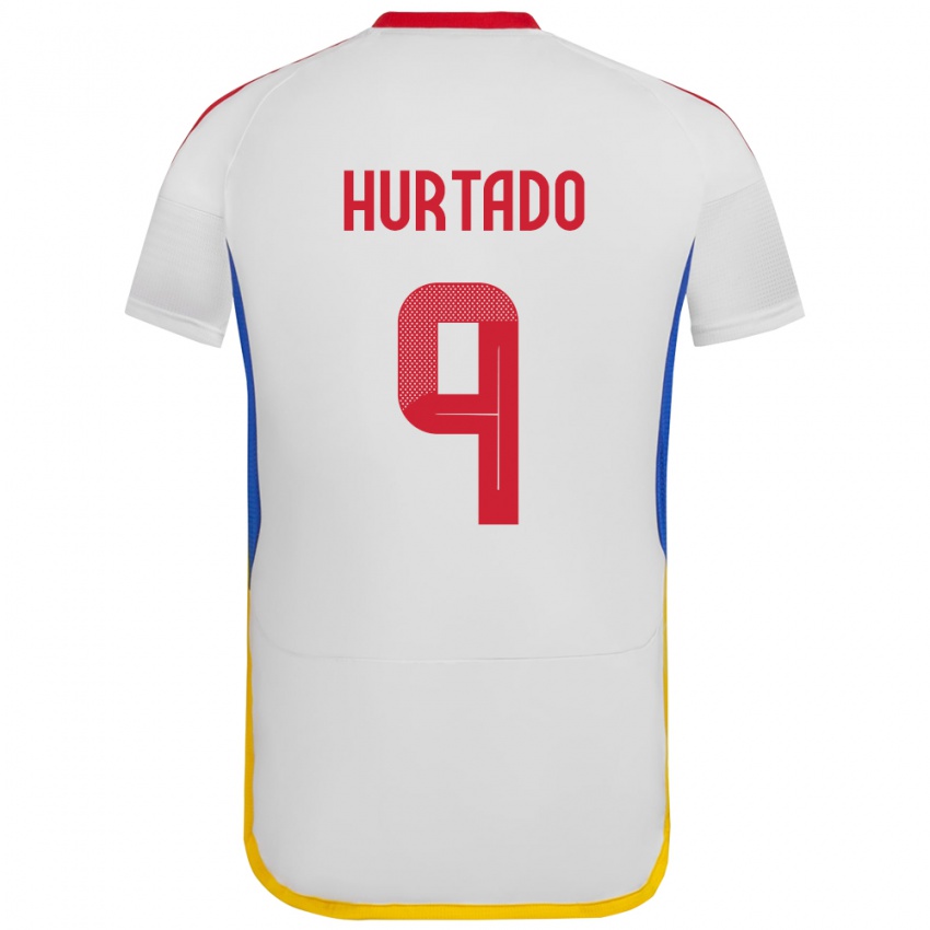 Dames Venezuela Jan Hurtado #9 Wit Uitshirt Uittenue 24-26 T-Shirt België