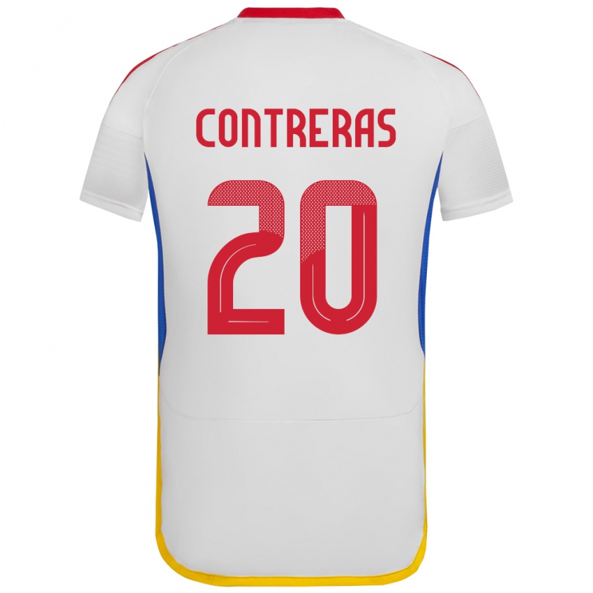 Femme Maillot Venezuela Anderson Contreras #20 Blanc Tenues Extérieur 24-26 T-Shirt Belgique