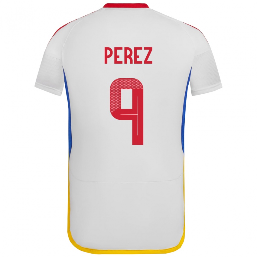 Dames Venezuela Daniel Pérez #9 Wit Uitshirt Uittenue 24-26 T-Shirt België