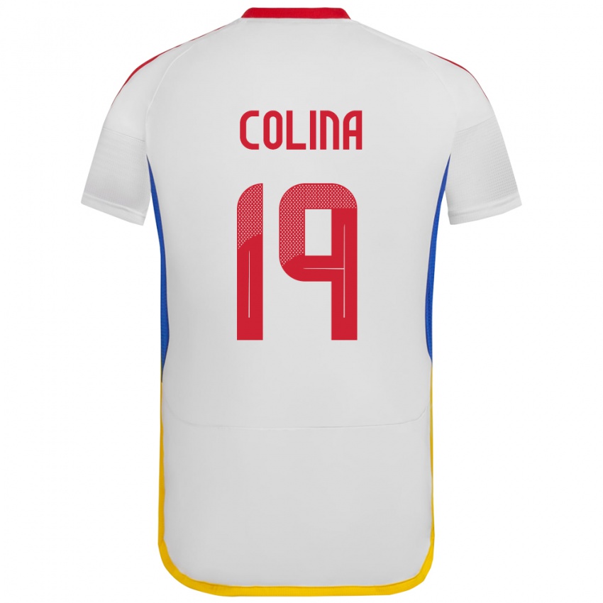 Damen Venezuela Junior Colina #19 Weiß Auswärtstrikot Trikot 24-26 T-Shirt Belgien