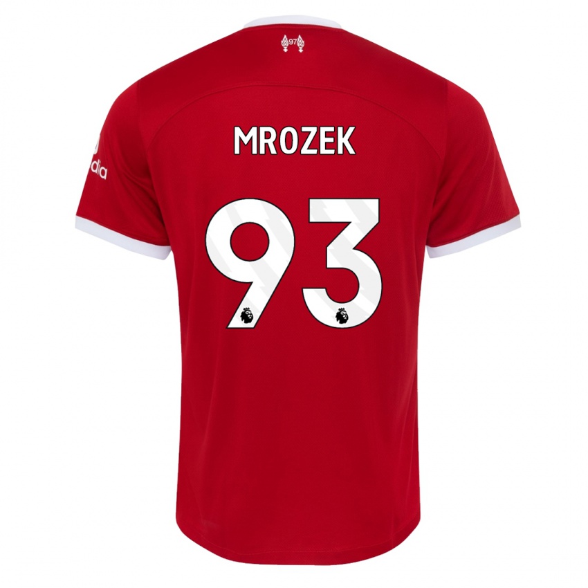 Enfant Maillot Fabian Mrozek #93 Rouge Tenues Domicile 2023/24 T-Shirt Belgique