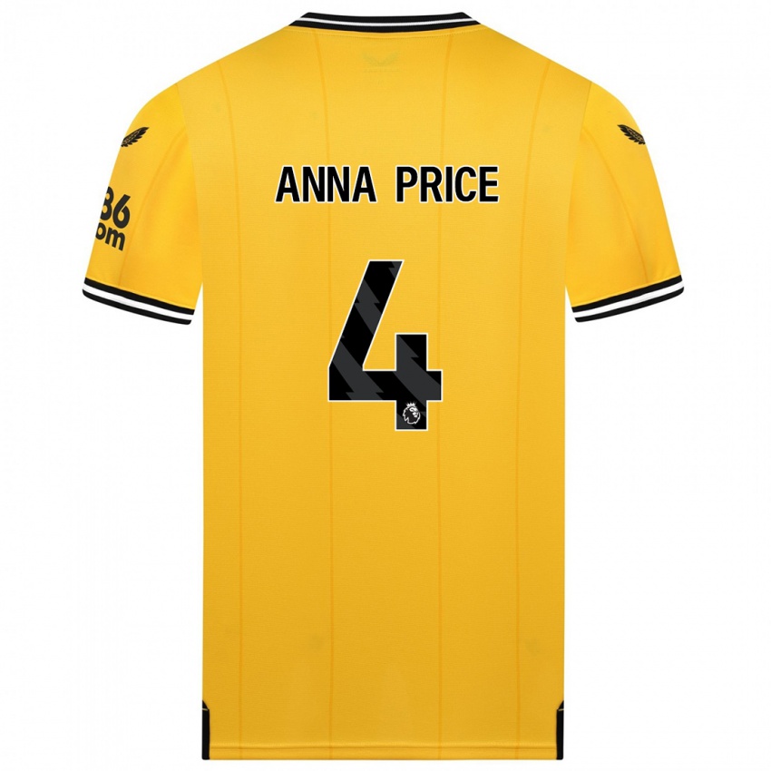 Kinder Anna Price #4 Gelb Heimtrikot Trikot 2023/24 T-Shirt Belgien