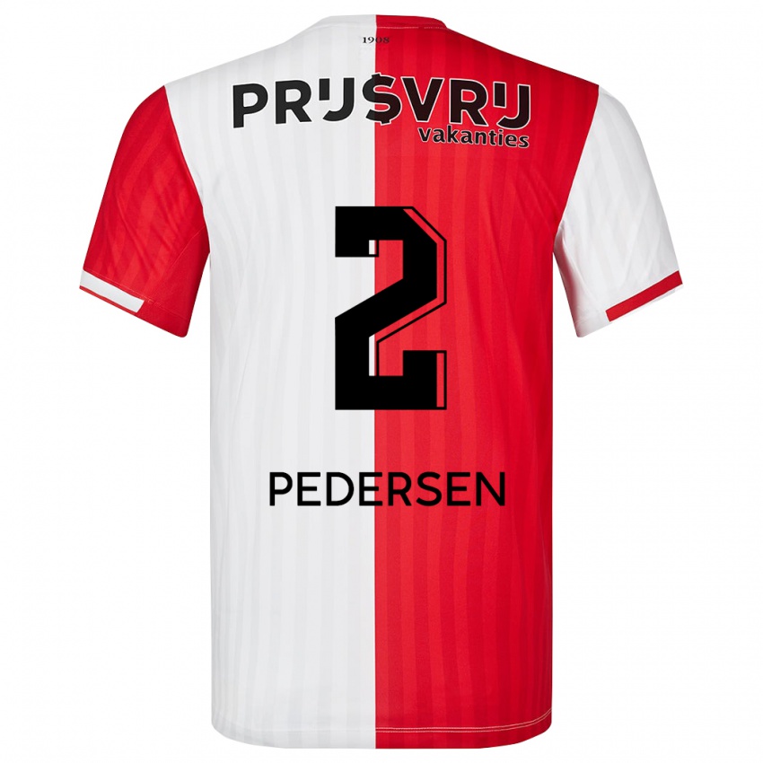 Kinderen Marcus Pedersen #2 Rood Wit Thuisshirt Thuistenue 2023/24 T-Shirt België