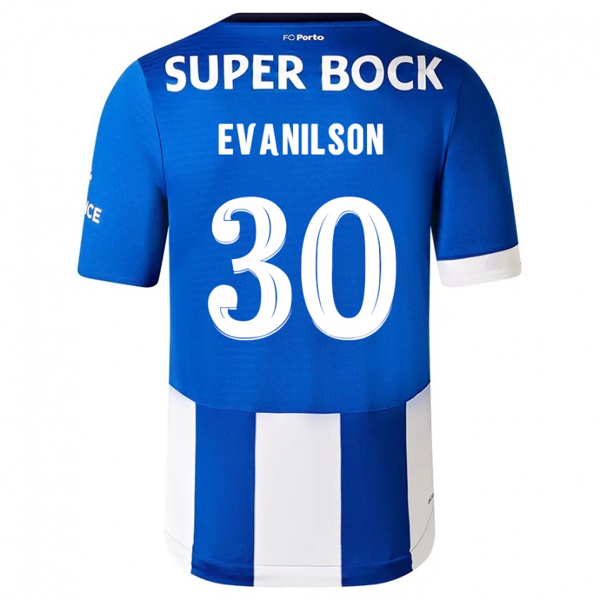 Kinderen Evanilson #30 Blauw Wit Thuisshirt Thuistenue 2023/24 T-Shirt België