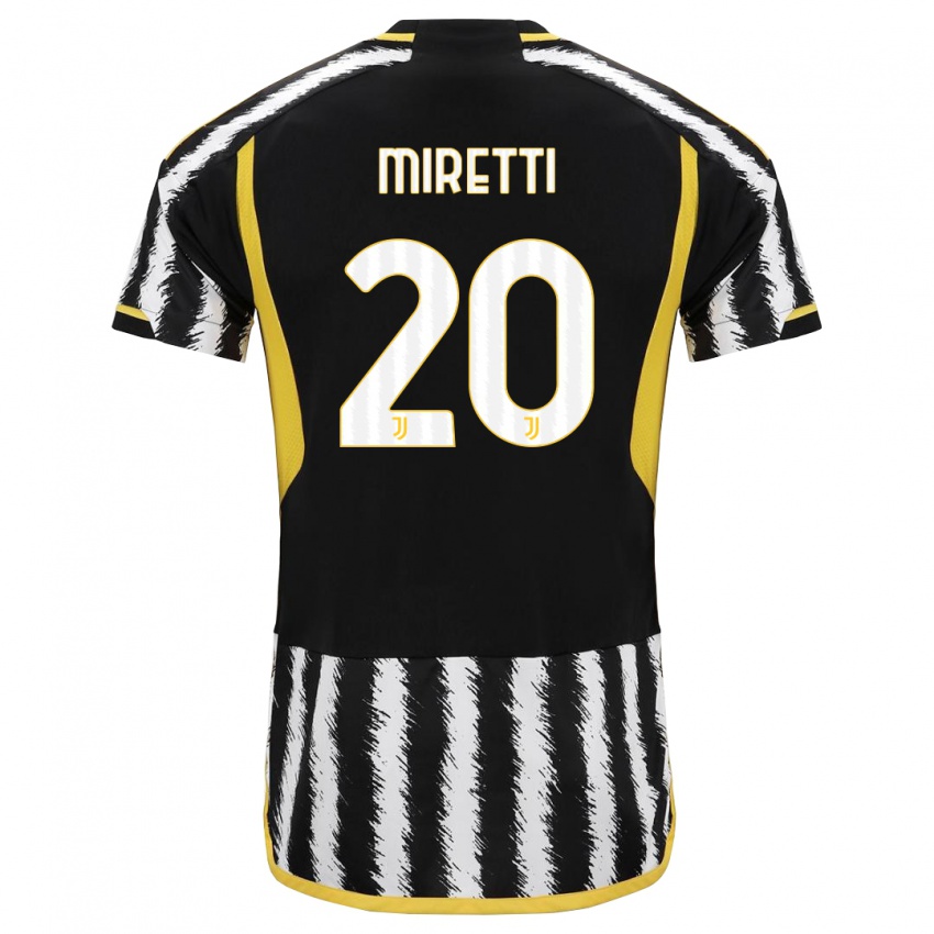 Kinderen Fabio Miretti #20 Zwart Wit Thuisshirt Thuistenue 2023/24 T-Shirt België